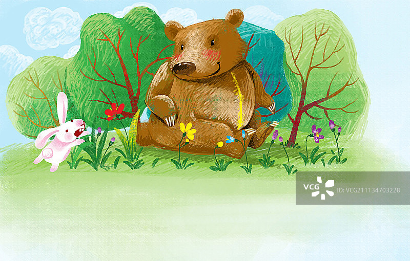 童趣边框插画系列-拉链熊图片素材