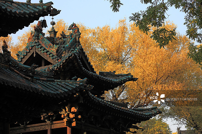 中国木构古建筑 太原晋祠图片素材