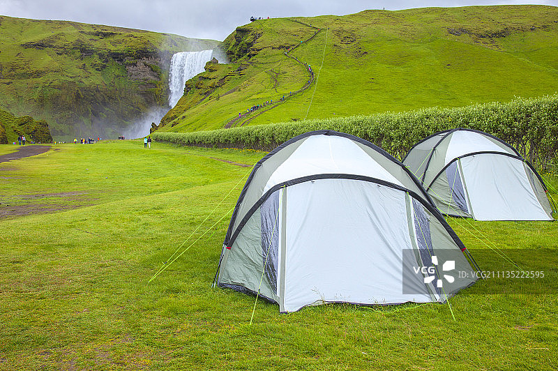 帐篷,斯科加尔露营地,冰岛,欧洲图片素材