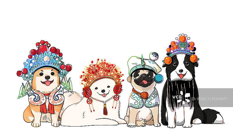 京剧狗狗-无背景图片素材