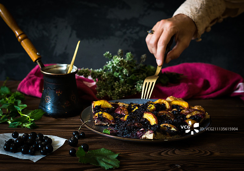 黑加仑桃子派图片素材