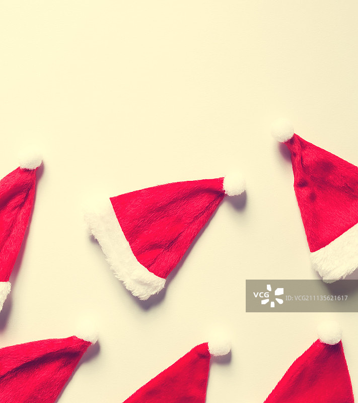 圣诞帽平铺圣诞节主题图片素材