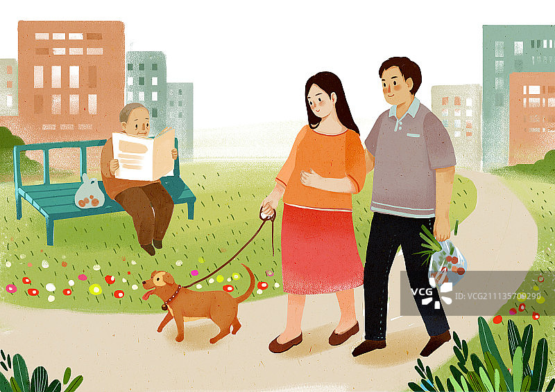 怀孕妈妈散步图片素材