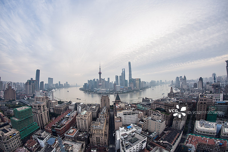 中心视角俯瞰外滩陆家嘴全景图片素材