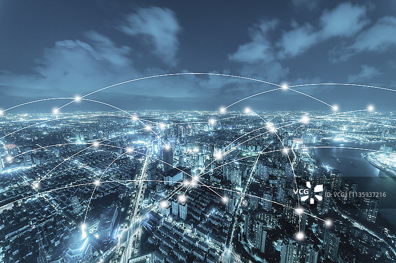 城市通信和大数据概念图片素材