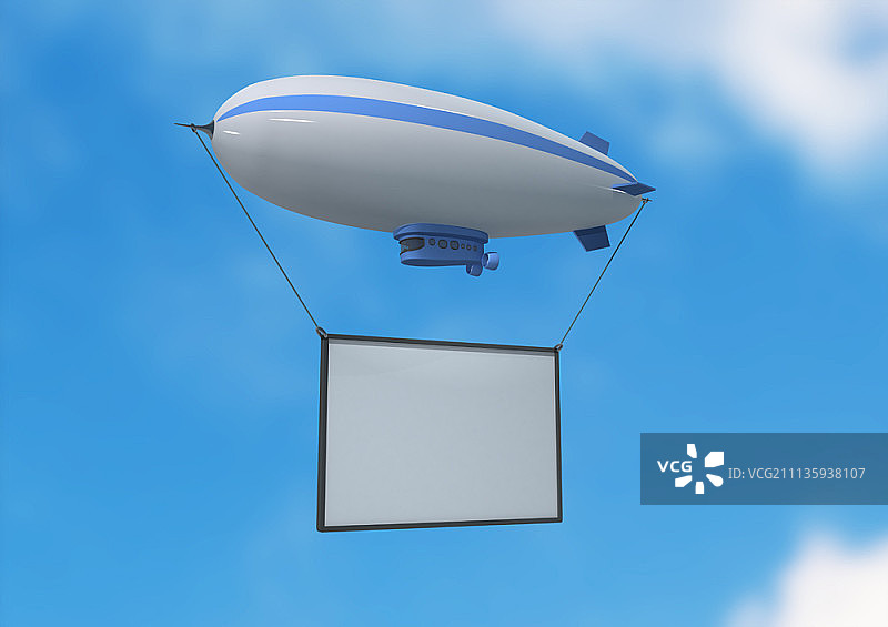 带留言板的飞艇，3D渲染图片素材