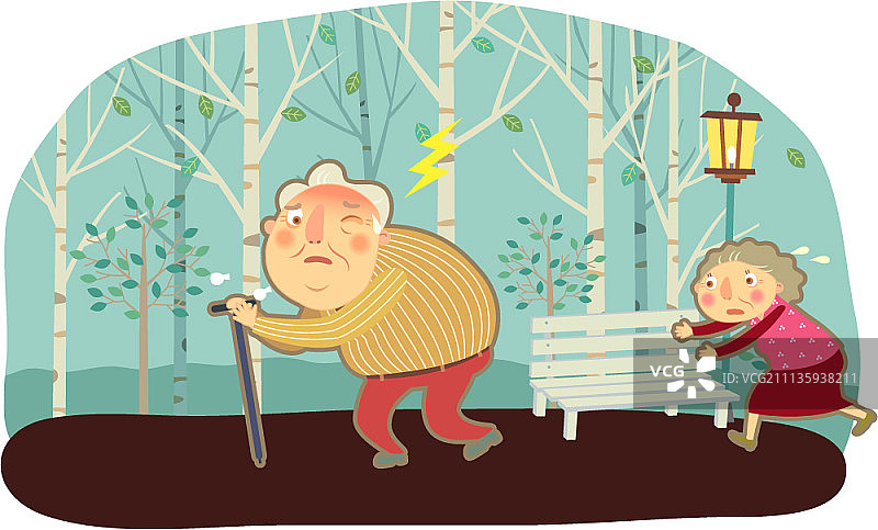 患有中风的老年男人矢量插画图片素材