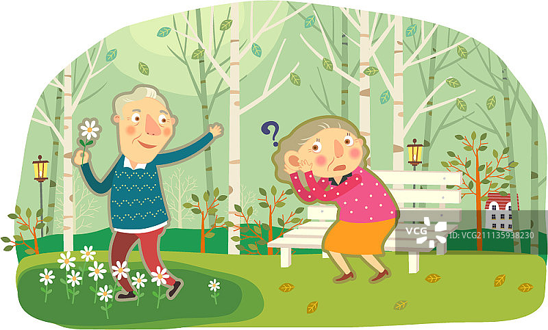 听力受损的老年妇女矢量插画图片素材