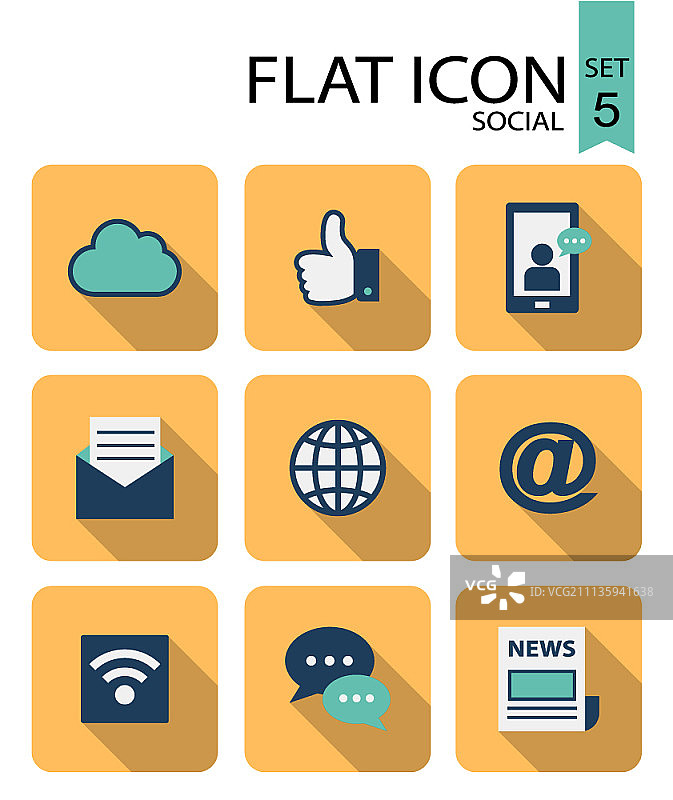 扁平风格图标合集图片素材