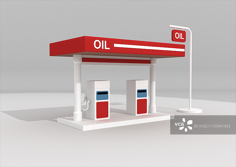 加油站3D渲染效果图片素材