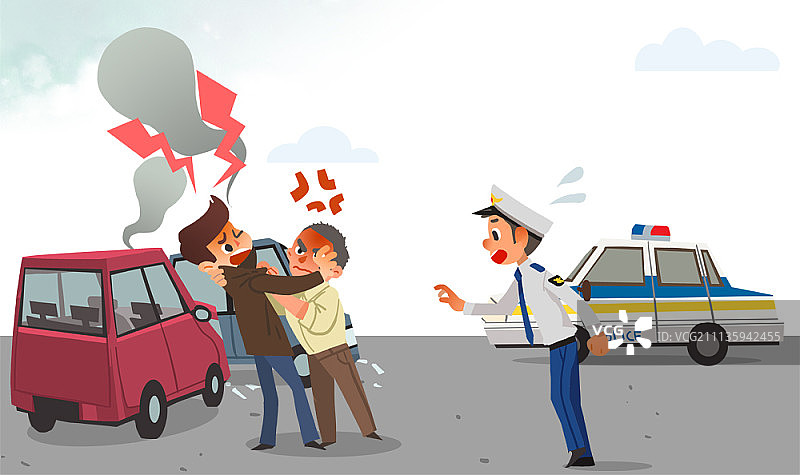 两名男子在车祸后打架图片素材