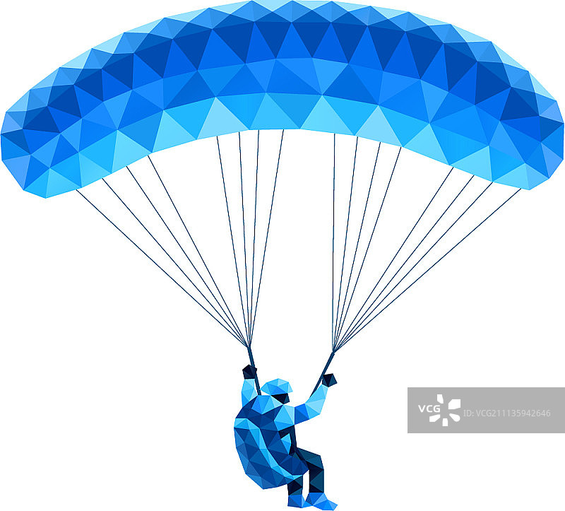 男人玩滑翔伞，几何图案图片素材