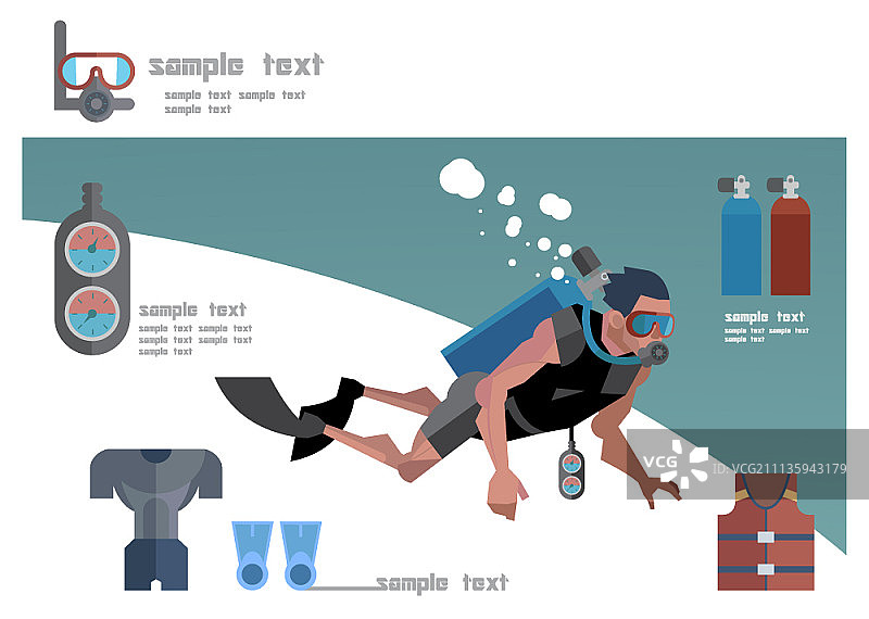 水肺潜水员矢量图图片素材