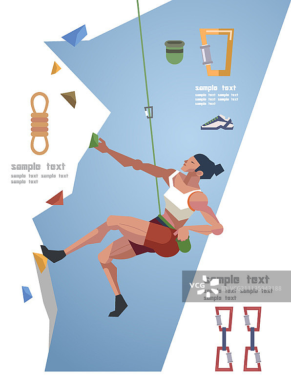 攀岩的女人矢量插画图片素材