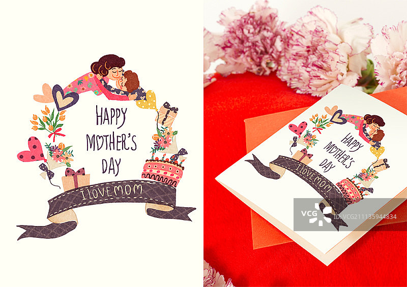 带框架的书法插画及示例图片素材