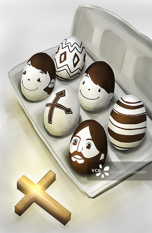 耶稣与儿童插画图片素材