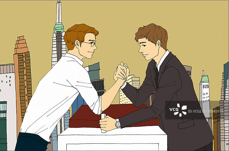 商人掰手腕图片素材