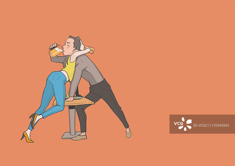 卡通风格人物举杯欢庆插画图片素材