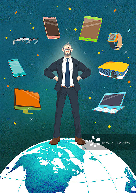 年长的商人插画图片素材