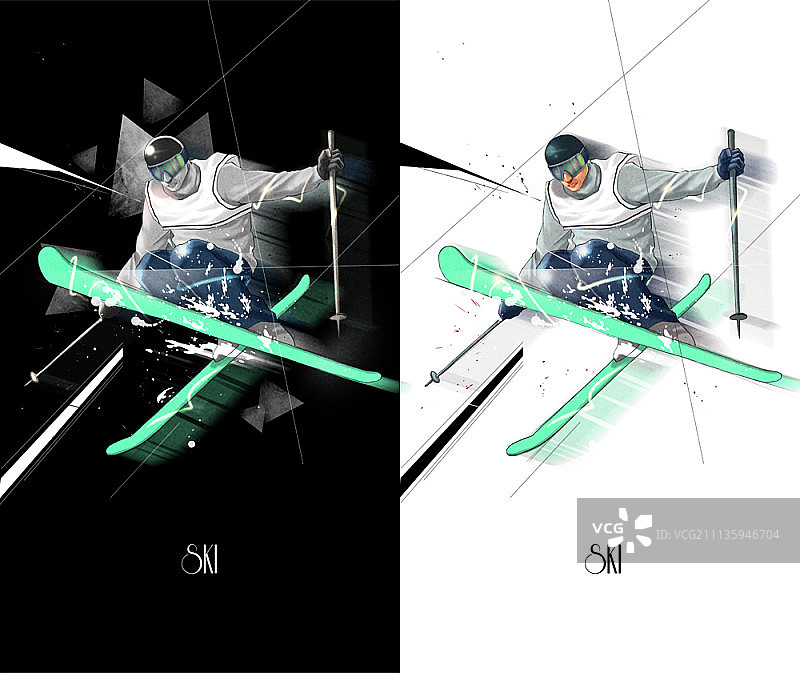 黑白背景运动对比插画图片素材