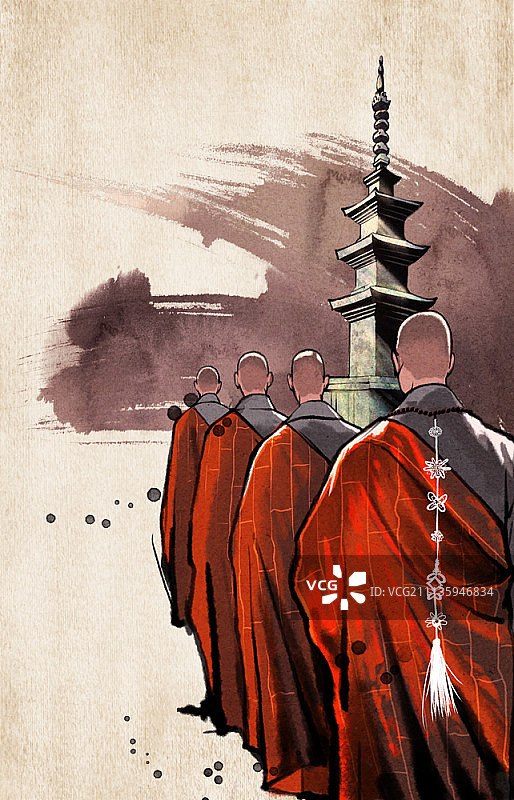 佛教与僧侣插画图片素材