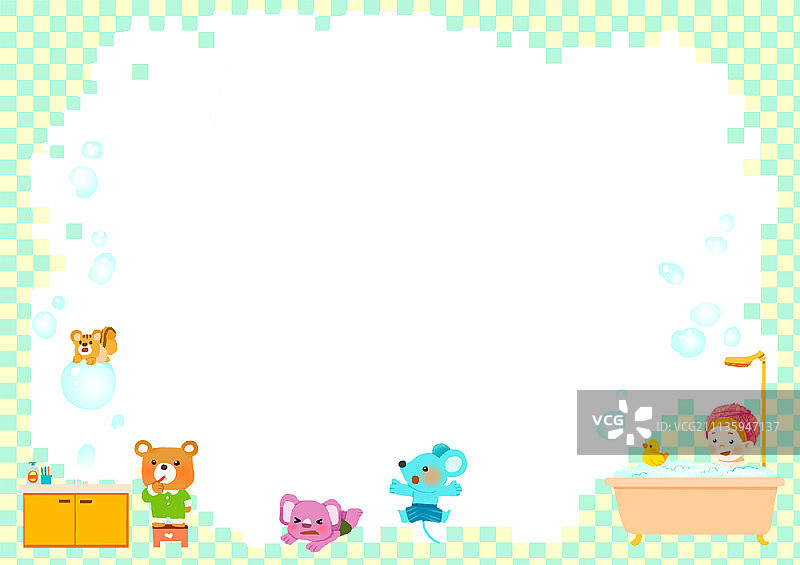 儿童和友好动物插画图片素材