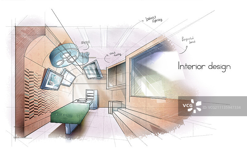室内设计水彩草图图片素材