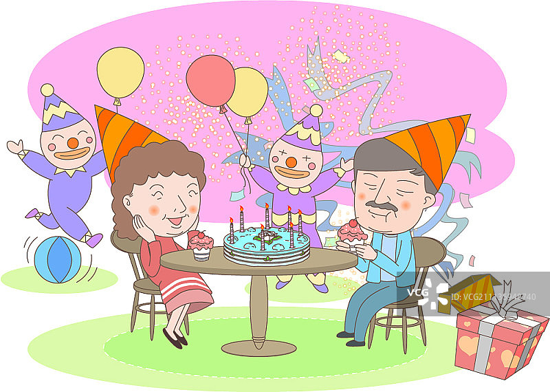 老年夫妇矢量插图图片素材