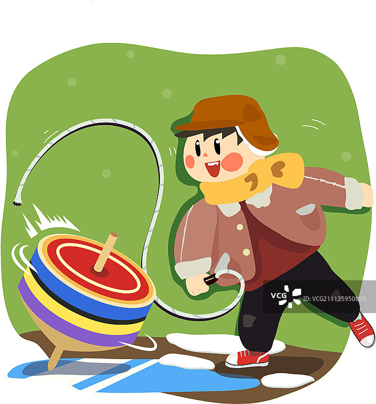 男孩玩陀螺游戏图片素材