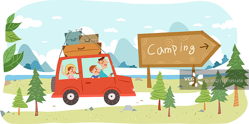 快乐家庭享受暑假图片素材