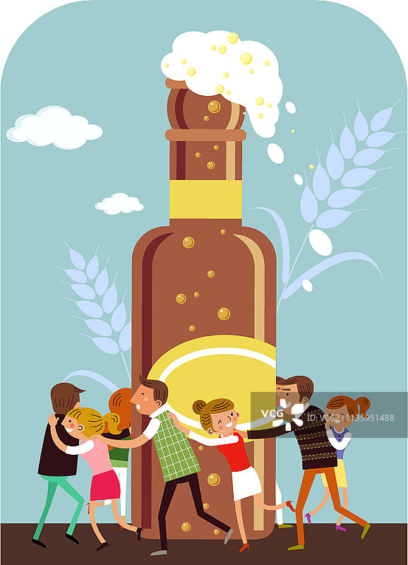 拿着啤酒的团体图片素材