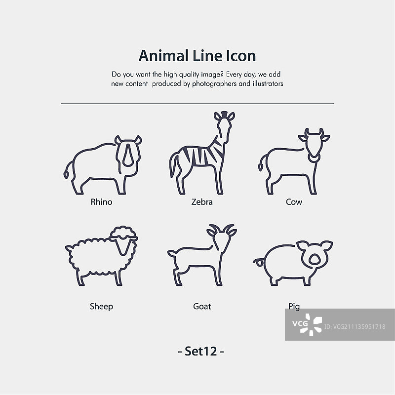 动物线性图标集图片素材