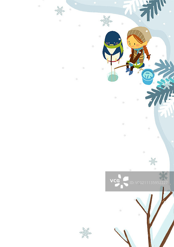 人们享受冬天的插画图片素材