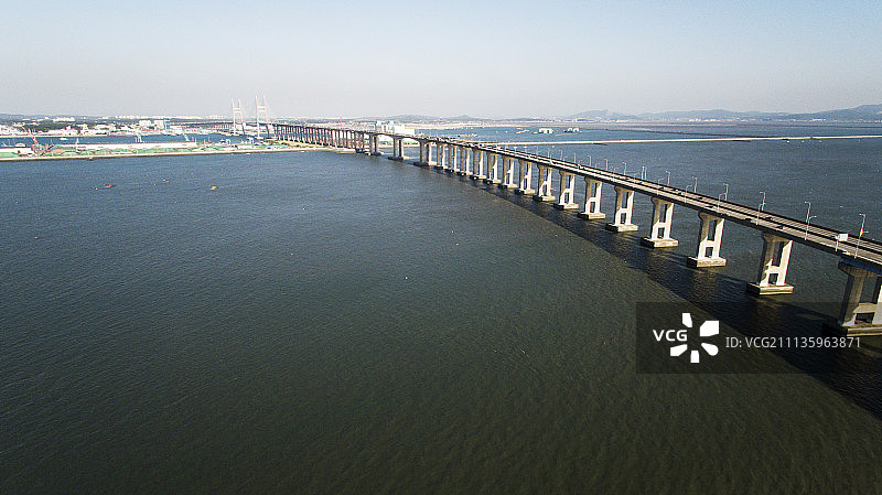 大海和桥梁摄影图片素材