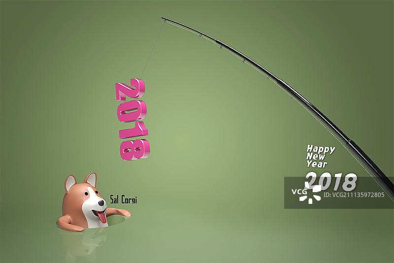 3D狗年吉祥物合成图像，2018新年图片素材