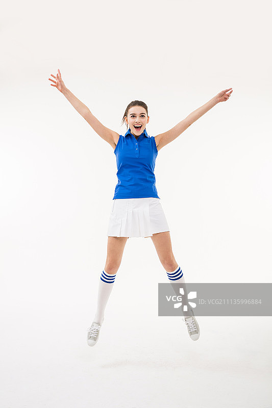 跳跃的外国女人图片素材