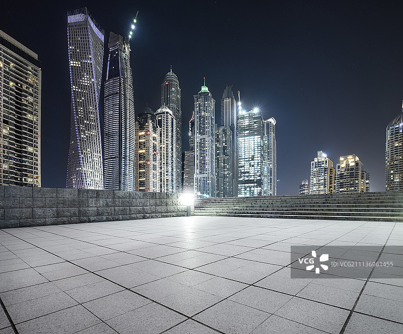 迪拜滨海区夜景图片素材