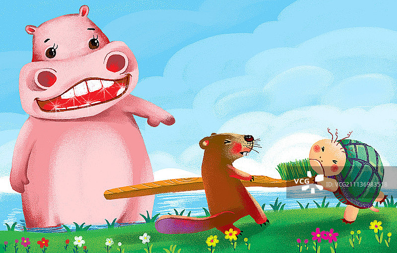 小河马的牙刷图片素材