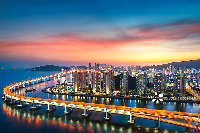 釜山市建筑景观日落图片素材