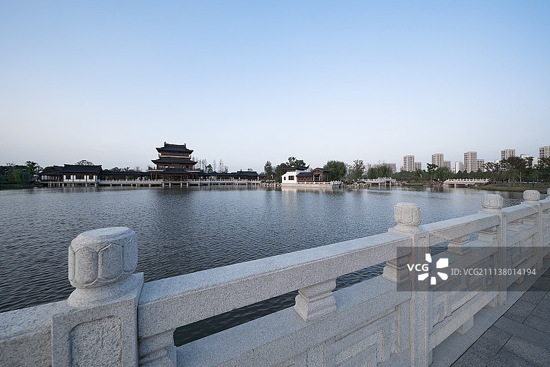 苏州石湖禅意建筑及风光图片素材