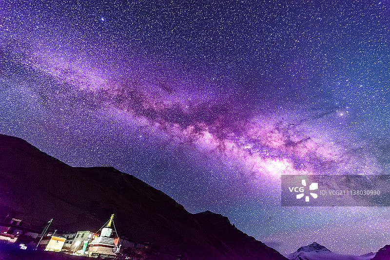 西藏珠峰星空银河图片素材