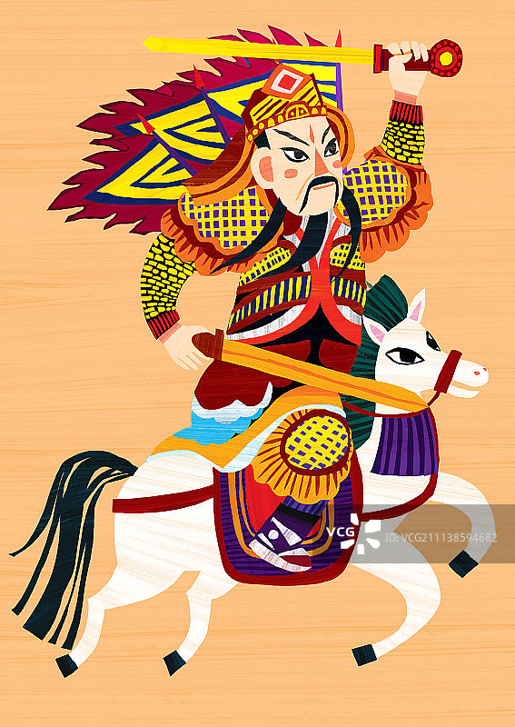 传统节日插画系列——门神1图片素材