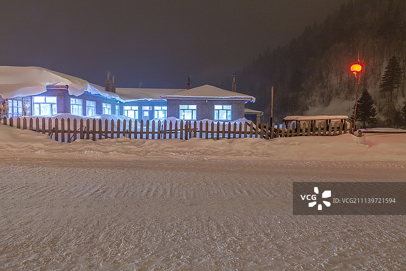 雪乡的夜晚图片素材