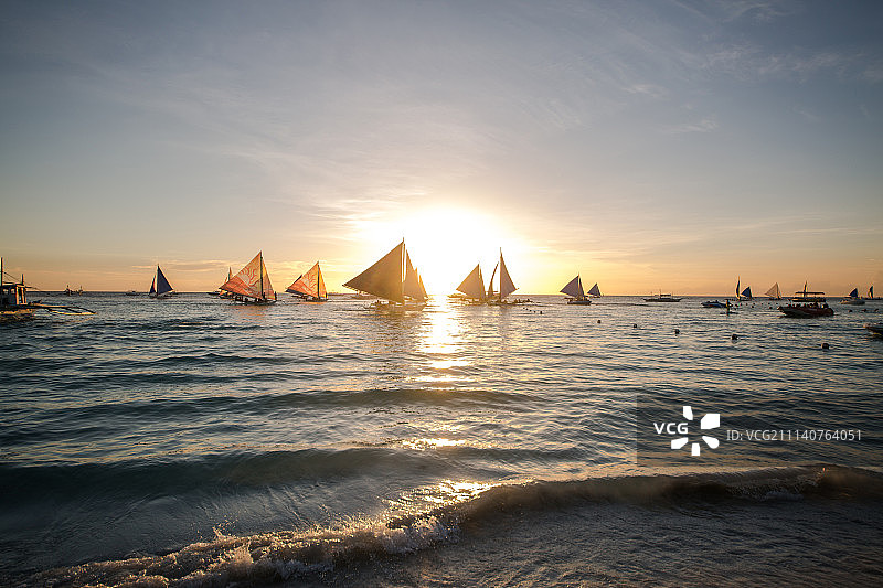 日落风帆图片素材