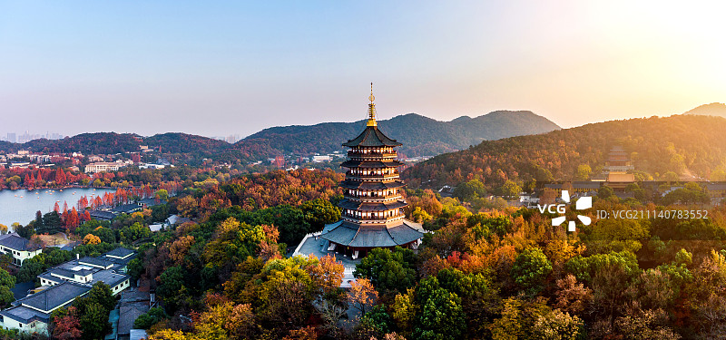 西湖秋景图片素材