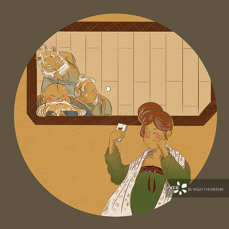 神仙系列-偷看图片素材