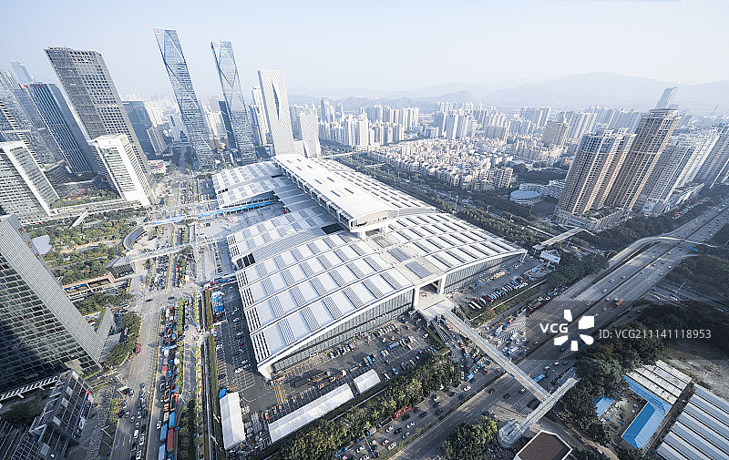 鸟瞰深圳会长中心CBD风光图片素材