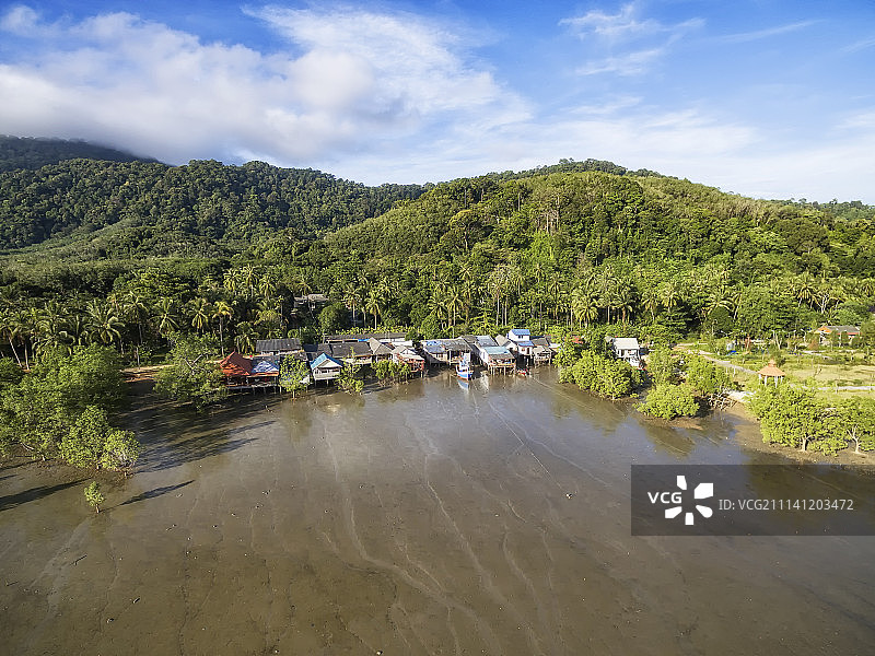 泰国兰塔岛小镇航拍视角高清图图片素材