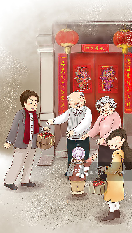 春节风俗系列插画图片素材
