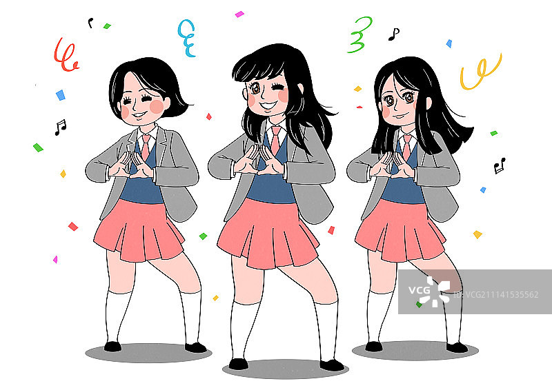 学生庆祝在校最后一天卡通插画图片素材